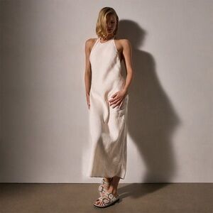 New w/ Tags James Perse Linen Halter Neck White Dress size 1 / Small.